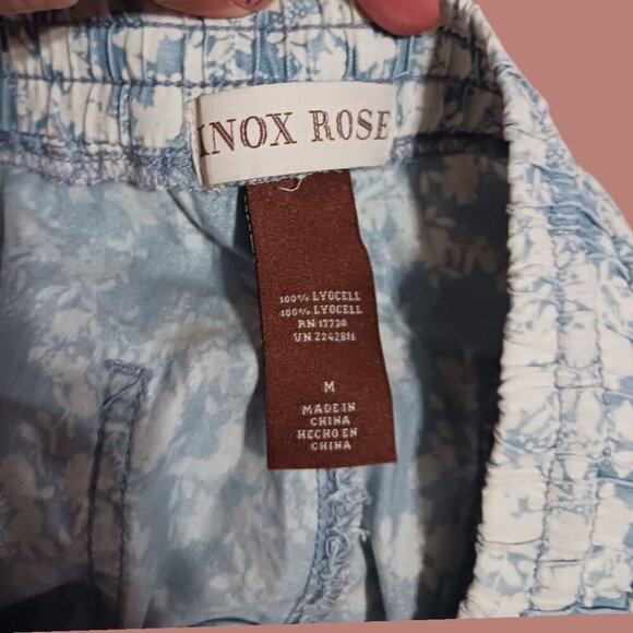 Knox Rose Floral Drawstring Cropped  Pants With Pockets Blue & white Size Medium - Picture 7 of 7